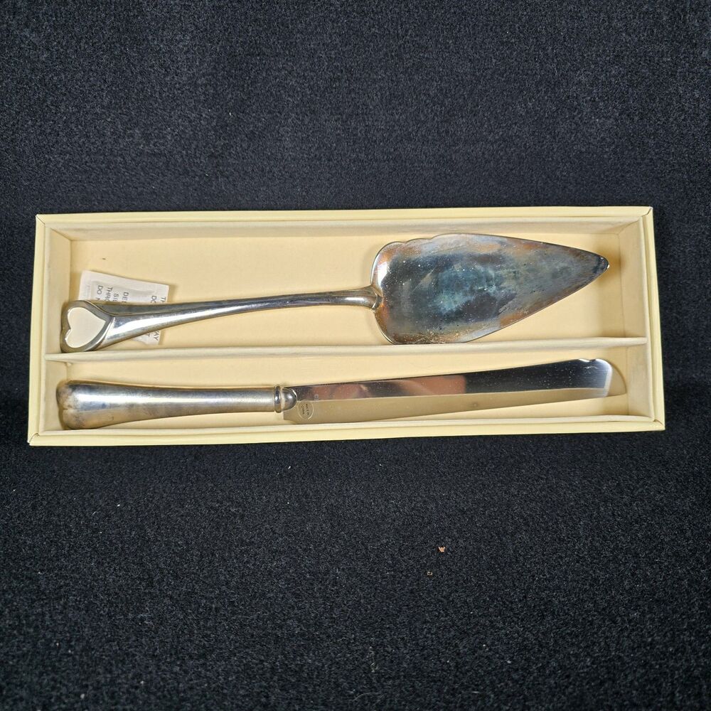 Lenox Silverplate 2-Piece Cake Knife/Server Set "Wedding Promises" Bride Box